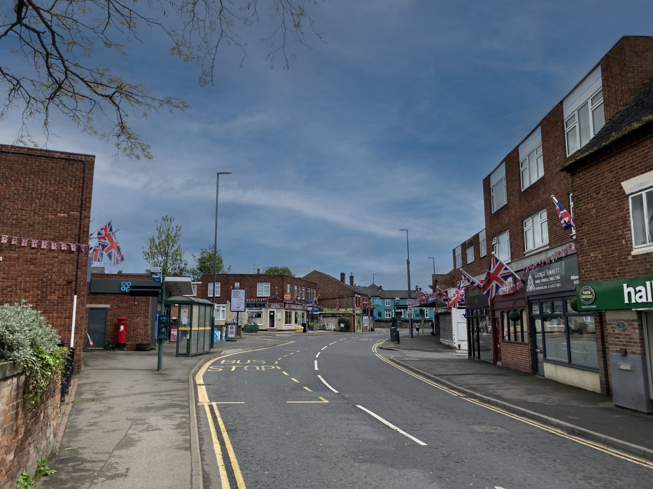 Photograph of Sitwell Street decorated for the Coronation of King Charles III