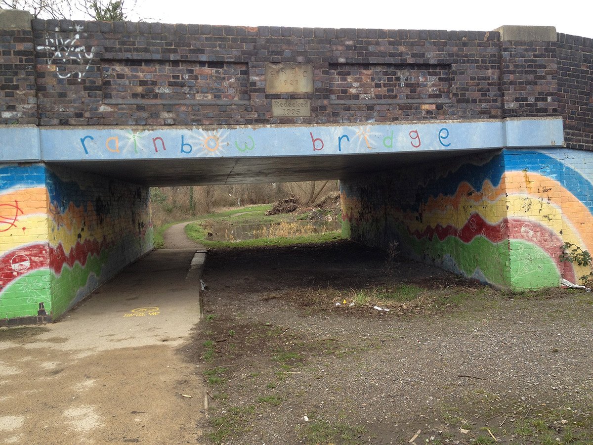 Photograph of Rainbow Bridge on the former canal path